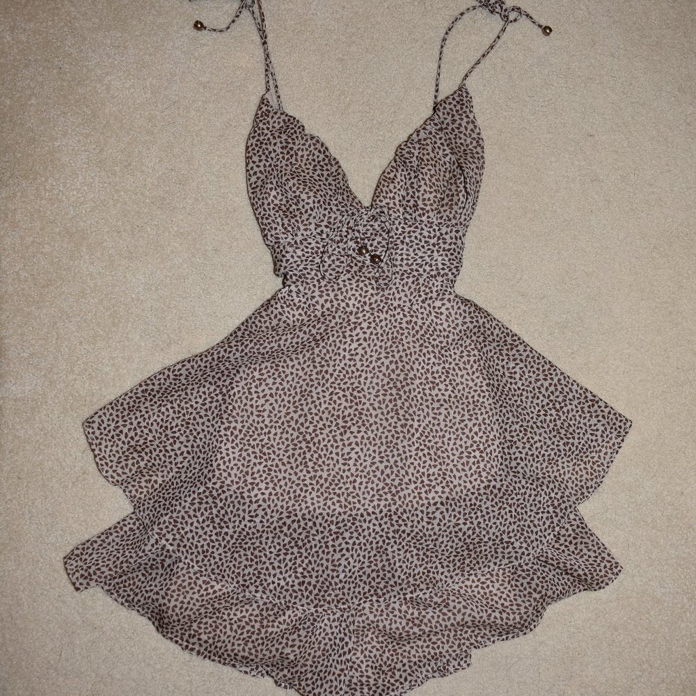 Tan and brown dress/ romper